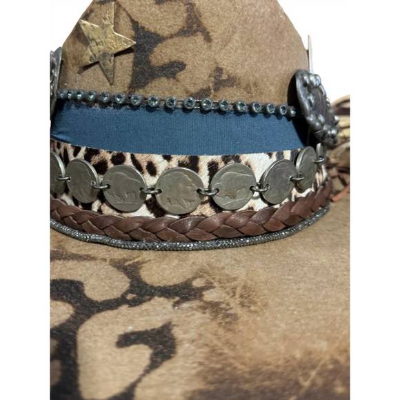 NEW ART BY AMY LABBE women's fedora hat in brown cheetah - Picture 5 of 5